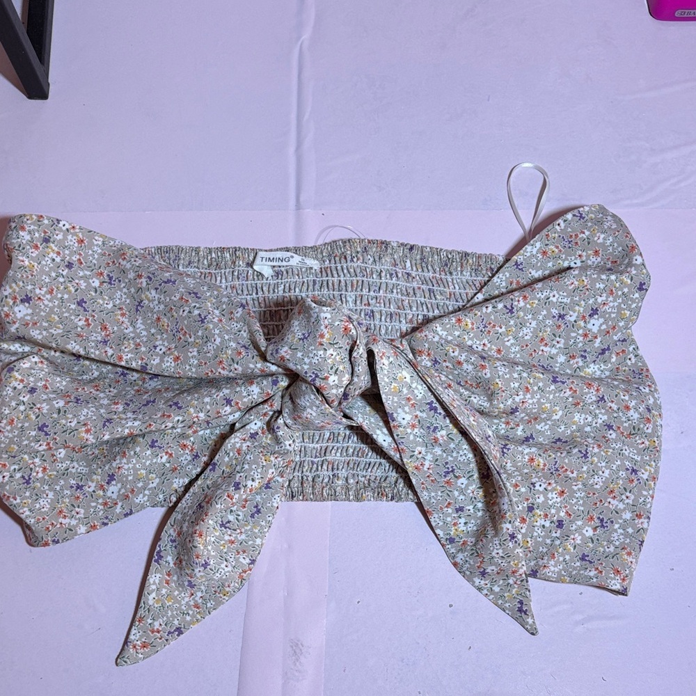 Timing Floral Bow Tube Top